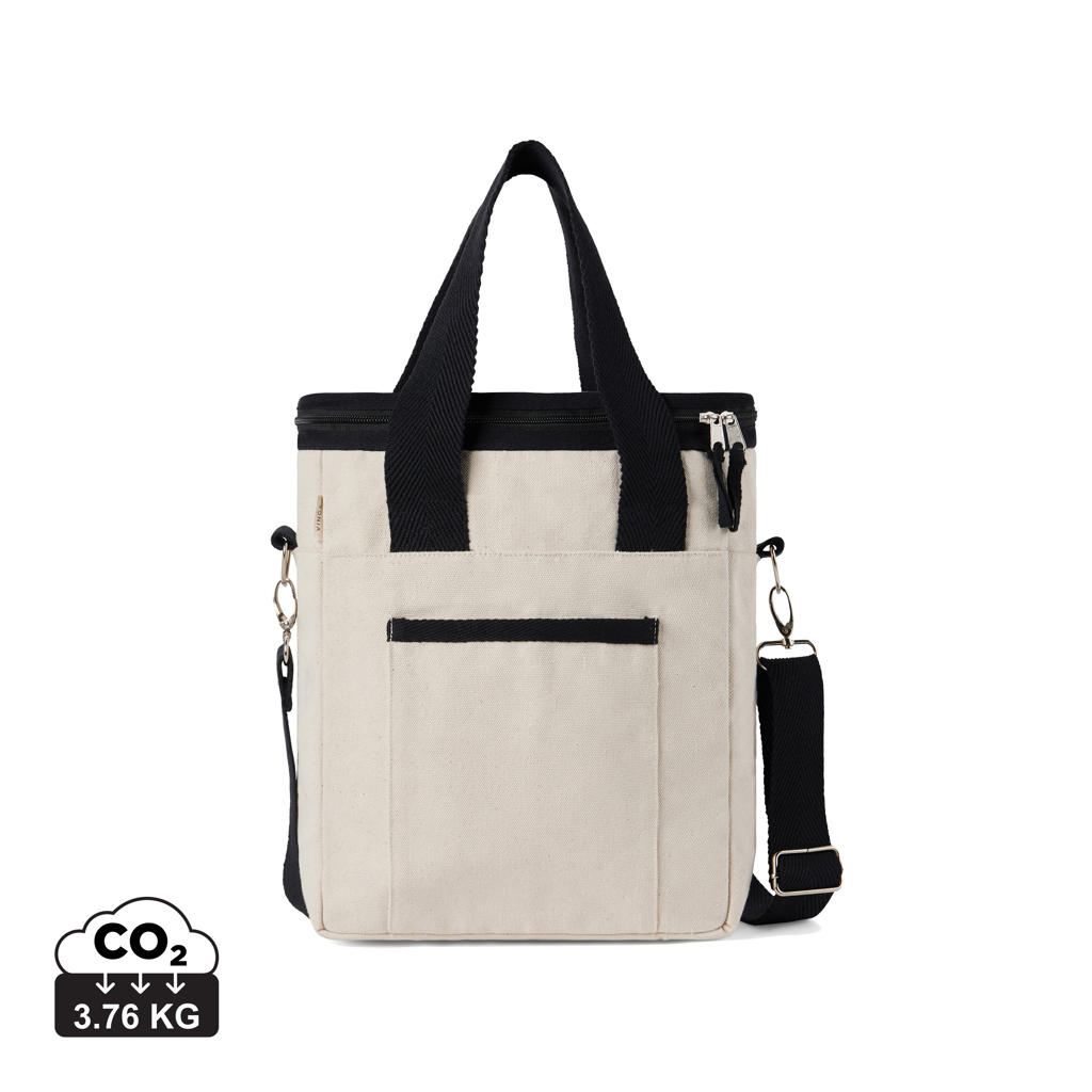 Tote bag isotherme personnalisé toile recyclée Volonne VINGA blanc cassé et noir